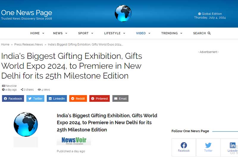 India’s Biggest Gifting Exhibition, Gifts World Expo 2024, to premiere in New Delhi for its 25th Milestone Edition
