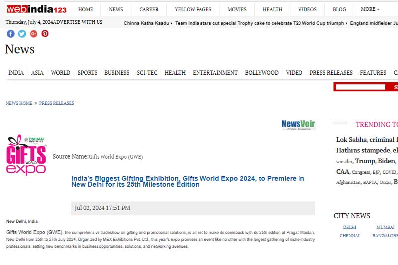 India’s Biggest Gifting Exhibition, Gifts World Expo 2024, to premiere in New Delhi for its 25th Milestone Edition