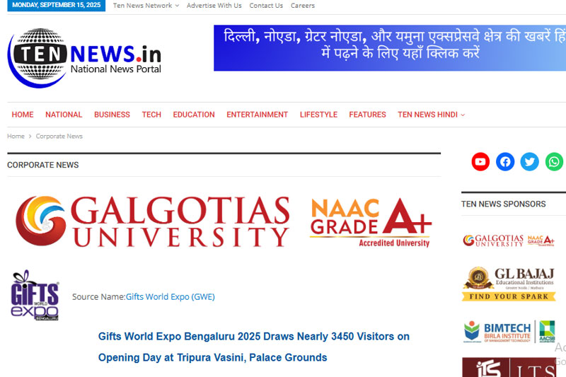 Gifts World Expo Bengaluru 2025 Draws Nearly 3450 Visitors on Opening Day at Tripura Vasini, Palace Grounds