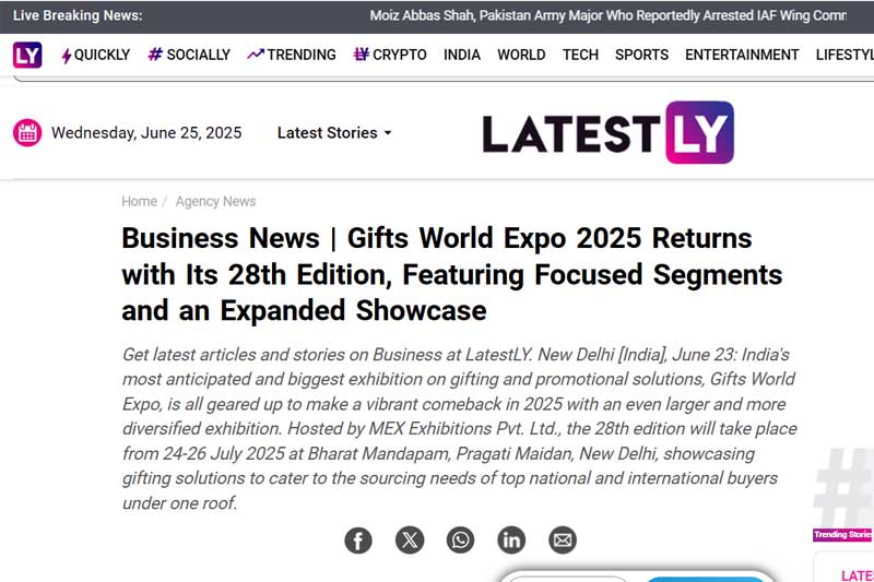 Business News | Gifts World Expo 2025 Returns with Its 28th Edition, Featuring Focused Segments and an Expanded Showcase