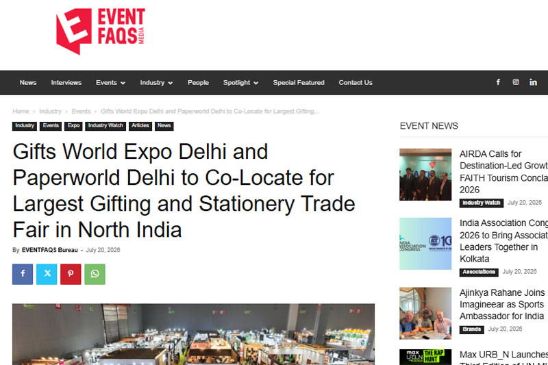 Gifts World Expo Delhi and Paperworld Delhi to Co-Locate for Largest Gifting and Stationery Trade Fair in North India