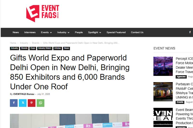Gifts World Expo and Paperworld Delhi Open in New Delhi, Bringing 850 Exhibitors and 6,000 Brands Under One Roof