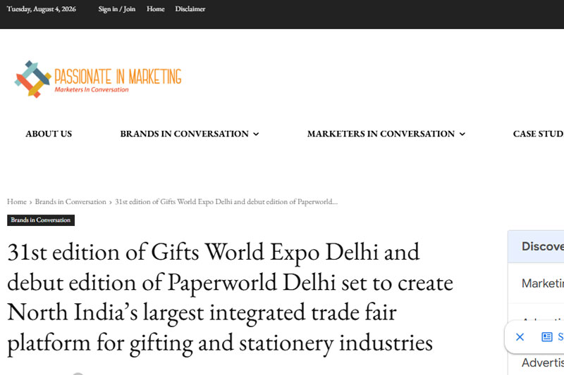 31st edition of Gifts World Expo Delhi and debut edition of Paperworld Delhi set to create North India’s largest integrated trade fair platform for gifting and stationery industries