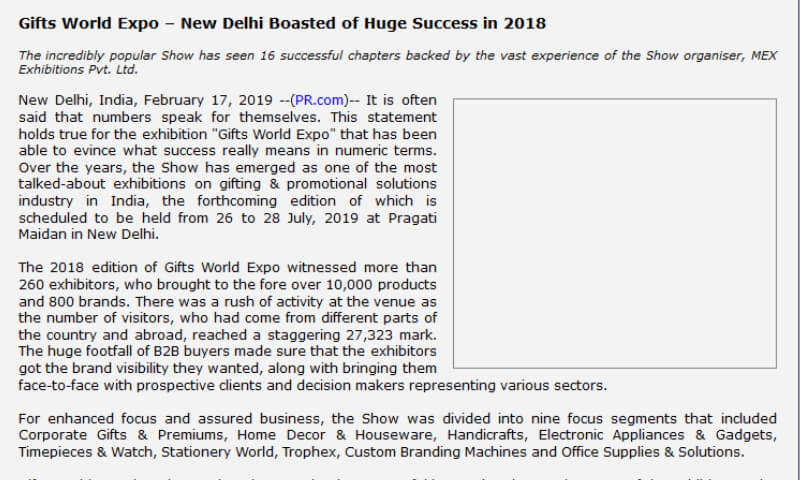 Gifts World Expo – New Delhi Boasted of Huge Success in 2018