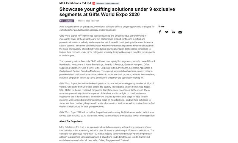 Showcase your gifting solutions under 9 exclusive segments at Gifts World Expo 2020