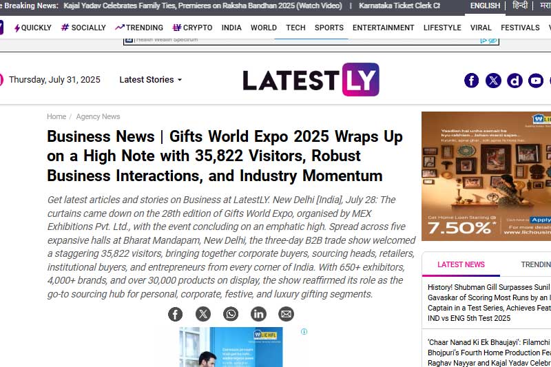 Business News | Gifts World Expo 2025 Wraps Up on a High Note with 35,822 Visitors, Robust Business Interactions, and Industry Momentum
